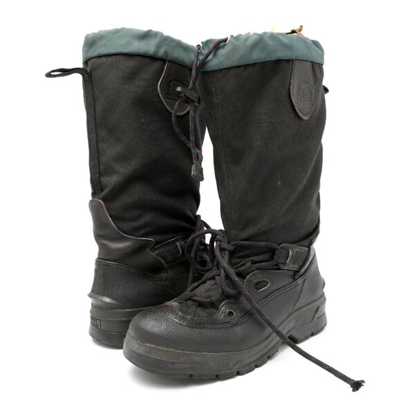 Vintage Sorel Snowfox TR Lined Winter Boots Leather Rubber Kaufman Canada Black - Picture 1 of 15
